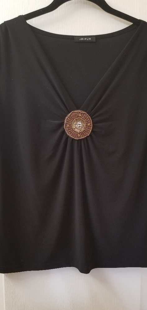 Black Sleeveless Blouse with beading detail